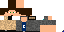 Orange blue Minecraft skin texture, 64x32 legacy pixels