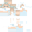 Orange blue Minecraft skin texture, 64x64 pixels